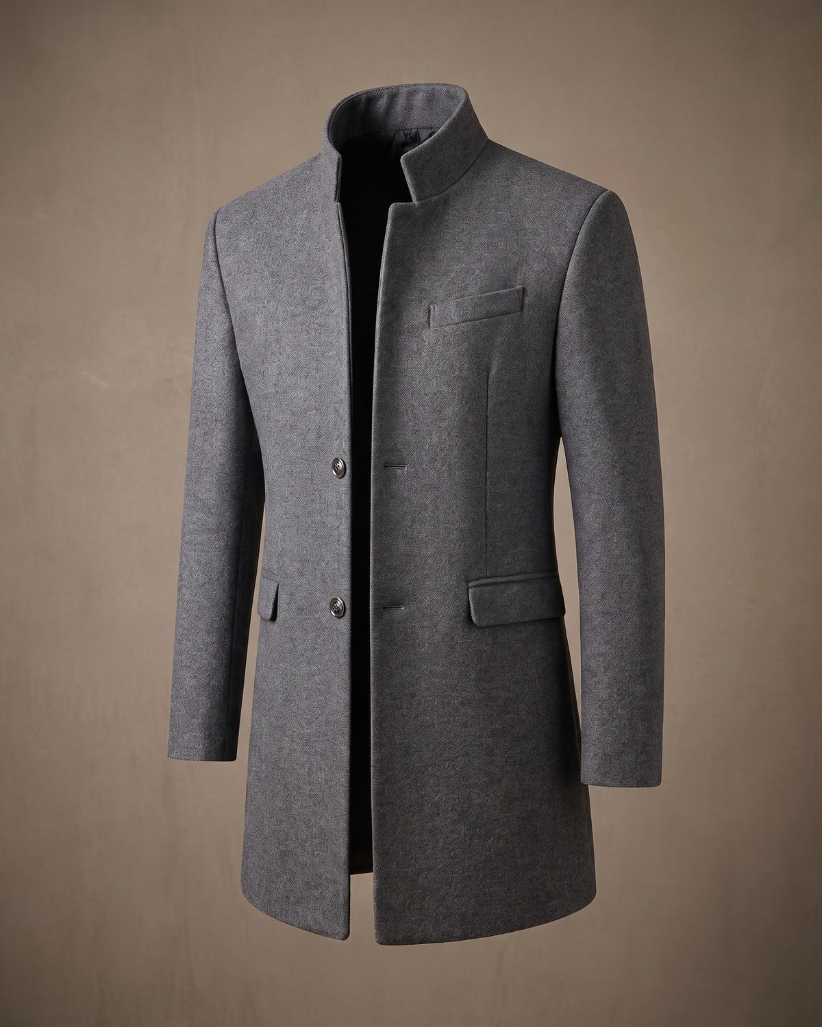 Bermondsey Stand Collar Wool Overcoat