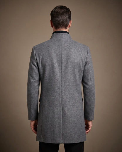 Bermondsey Stand Collar Wool Overcoat