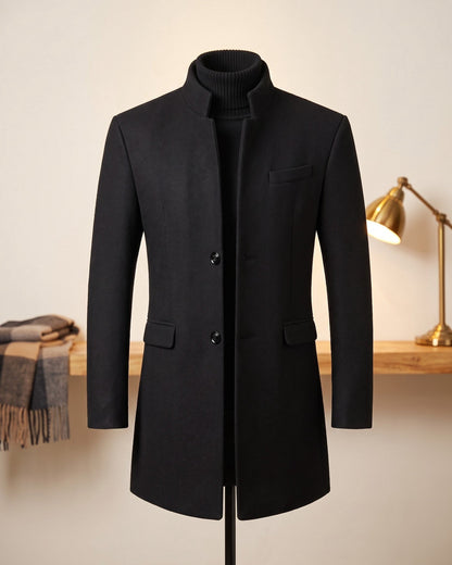 Bermondsey Stand Collar Wool Overcoat