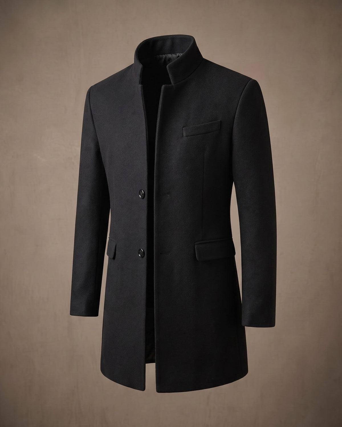 Bermondsey Stand Collar Wool Overcoat