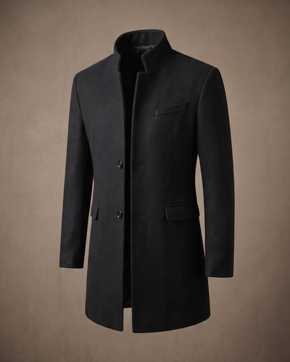 Bermondsey Stand Collar Wool Overcoat