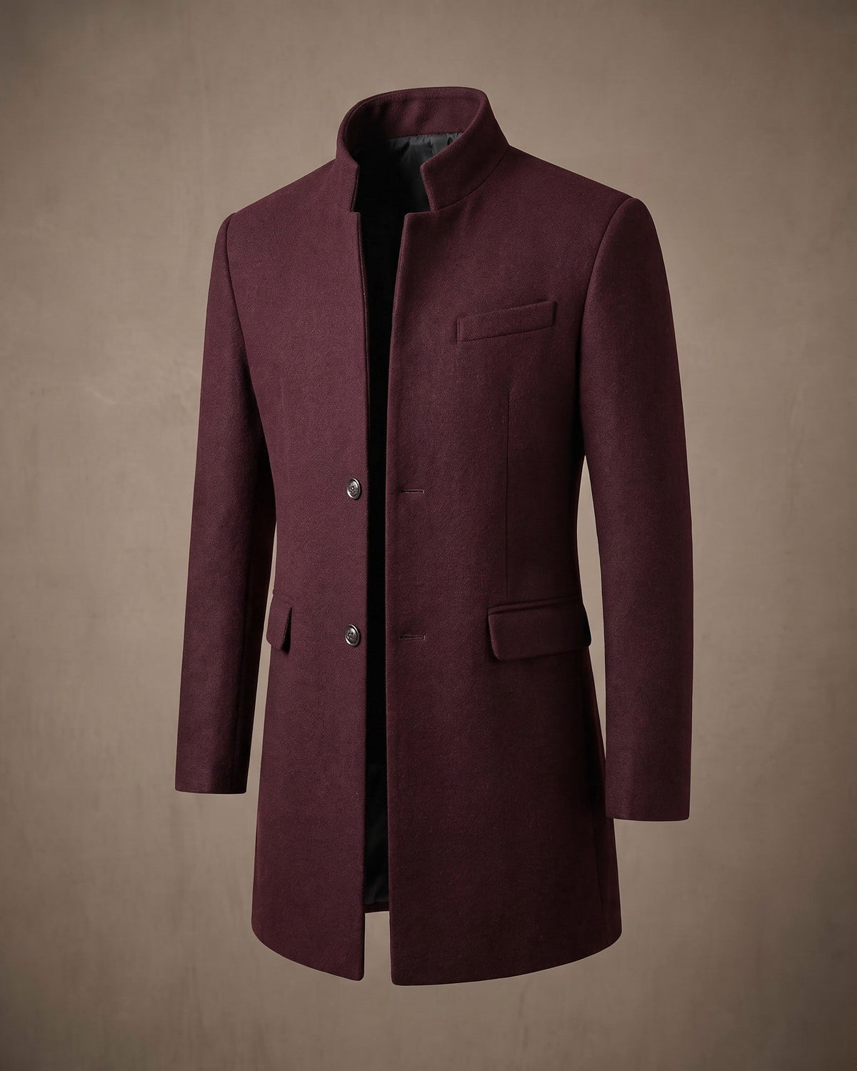 Bermondsey Stand Collar Wool Overcoat