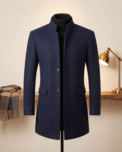 Bermondsey Stand Collar Wool Overcoat