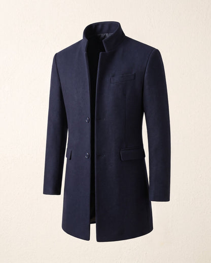 Bermondsey Stand Collar Wool Overcoat