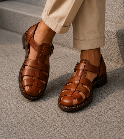 Marvin | Men's Closed-Toe Leather Fisherman Sandals