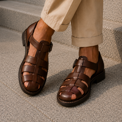 Marvin | Men's Closed-Toe Leather Fisherman Sandals
