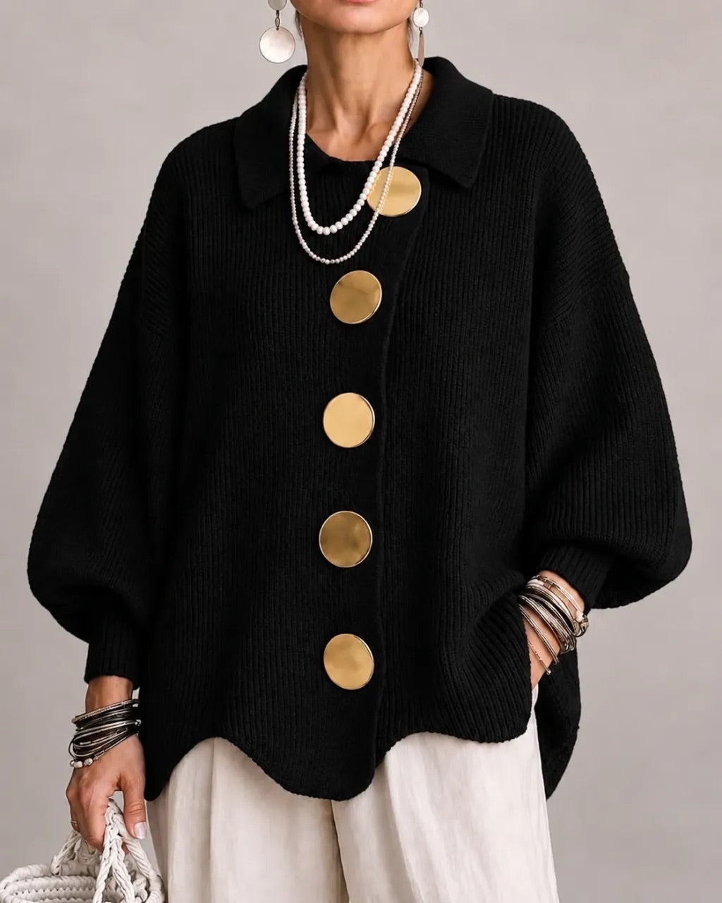 Freya Gold Button Cardigan