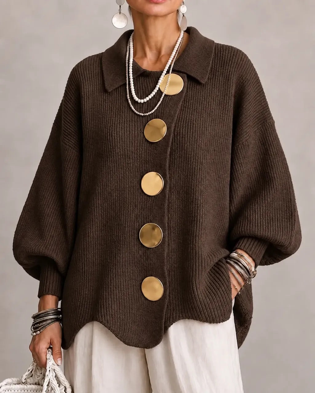 Freya Gold Button Cardigan