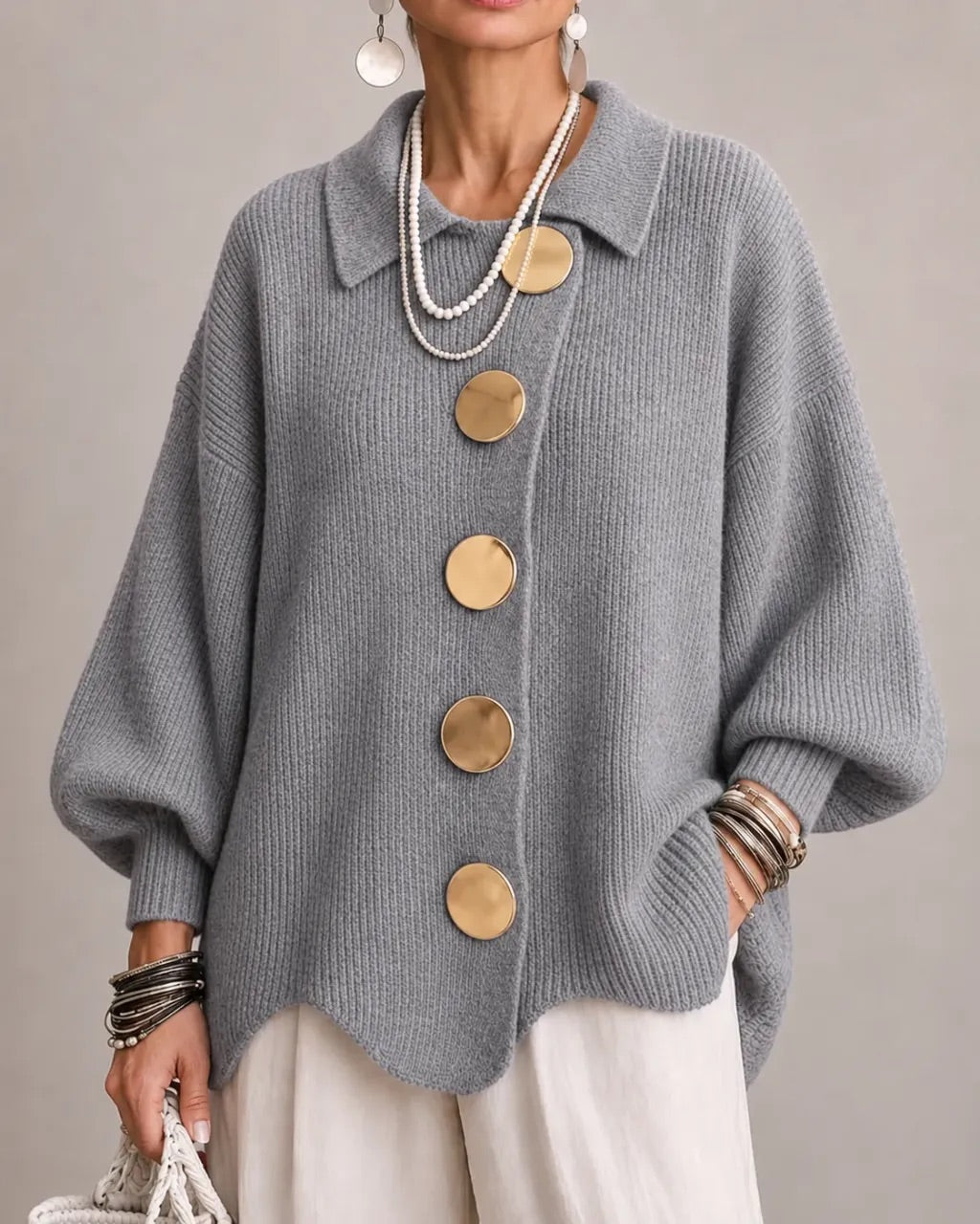 Freya Gold Button Cardigan