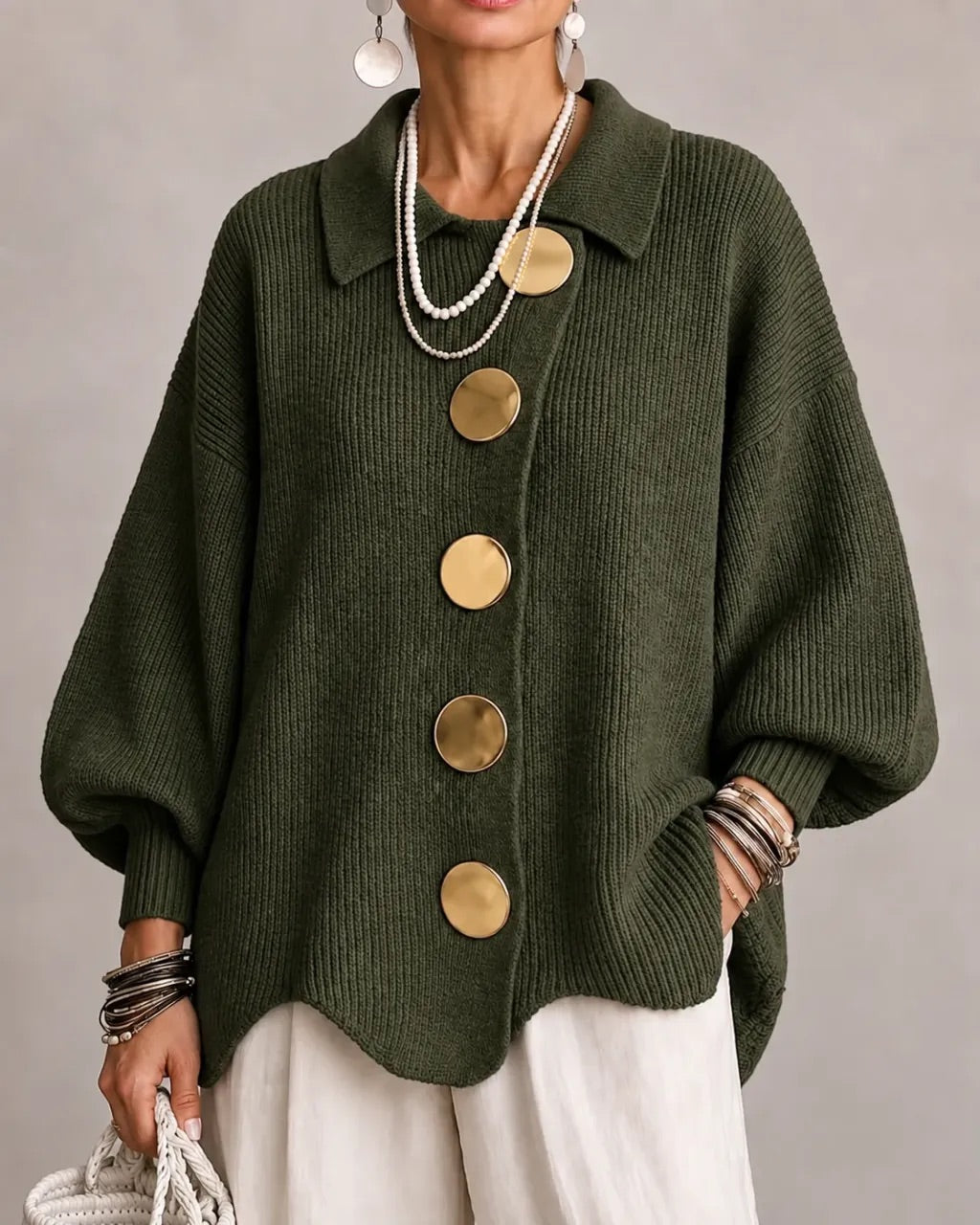 Freya Gold Button Cardigan