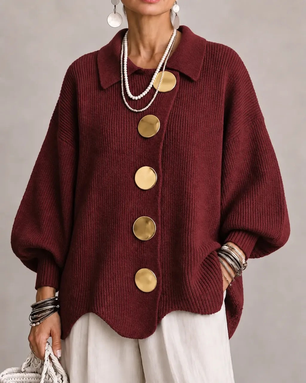 Freya Gold Button Cardigan