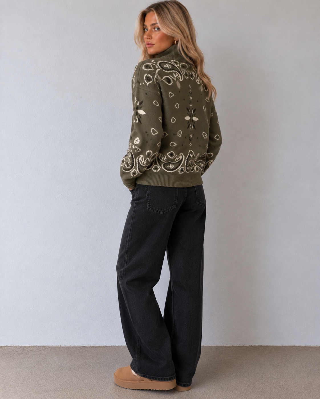 Tilly Paisley Zip-Up Knit Cardigan