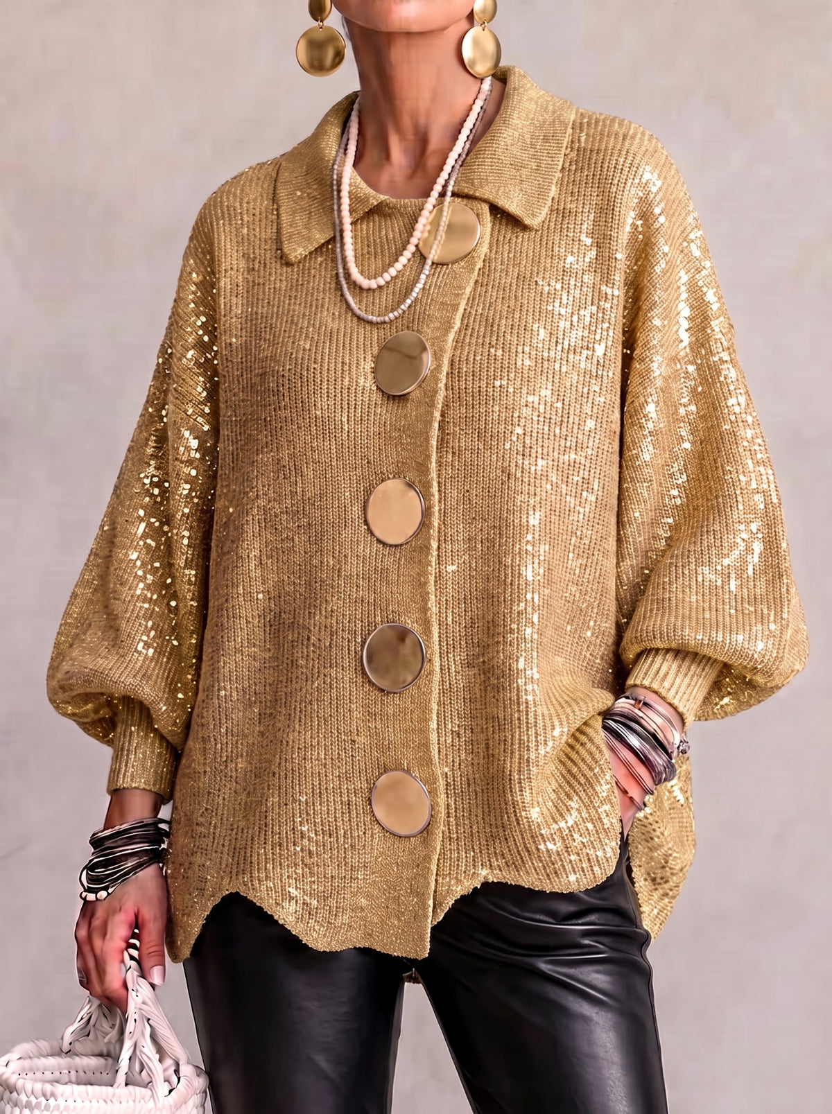 Freya Gold Button Cardigan