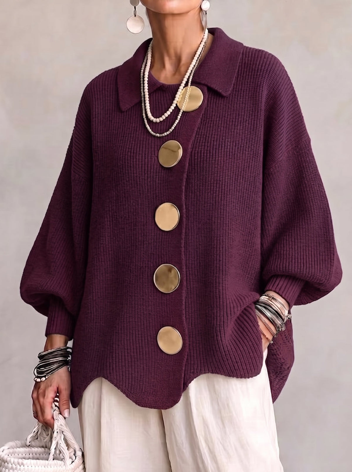Freya Gold Button Cardigan