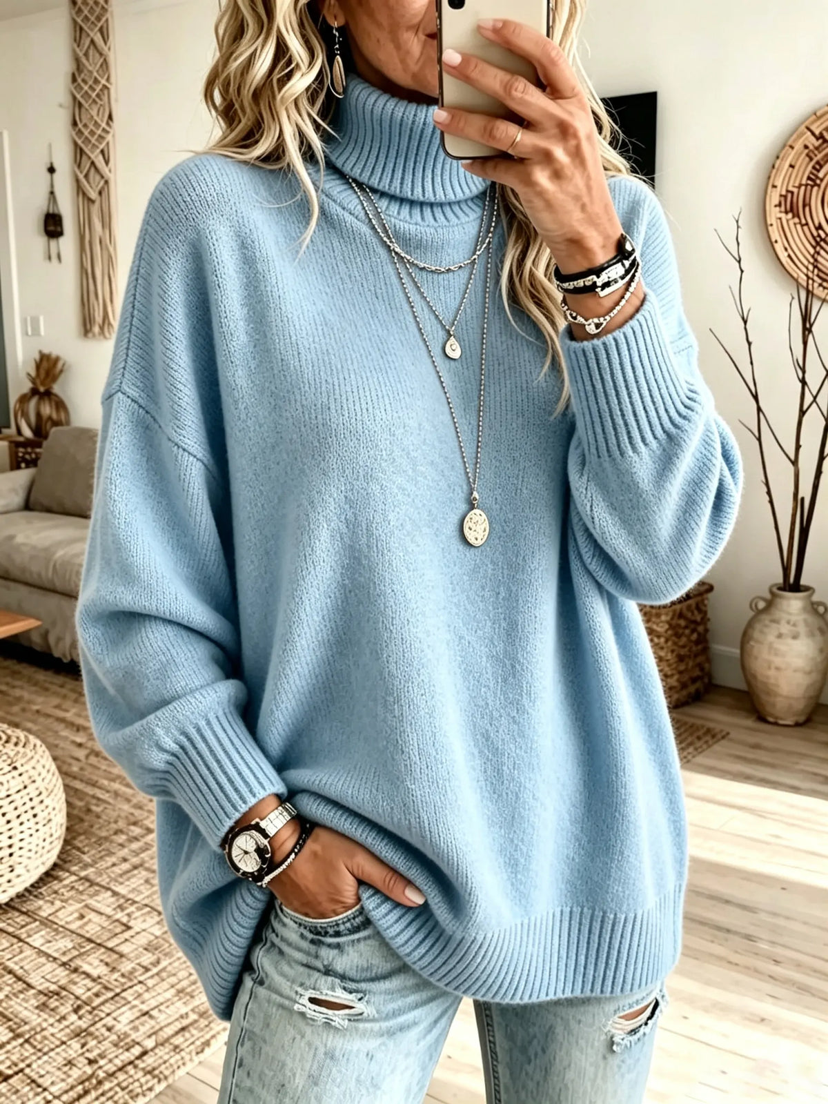 Sienna™ Oversized Ribbed Turtleneck Jumper