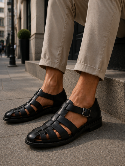 Marvin | Men's Closed-Toe Leather Fisherman Sandals