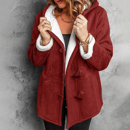 Amelia™ Plush-Lined Hooded Suede Coat