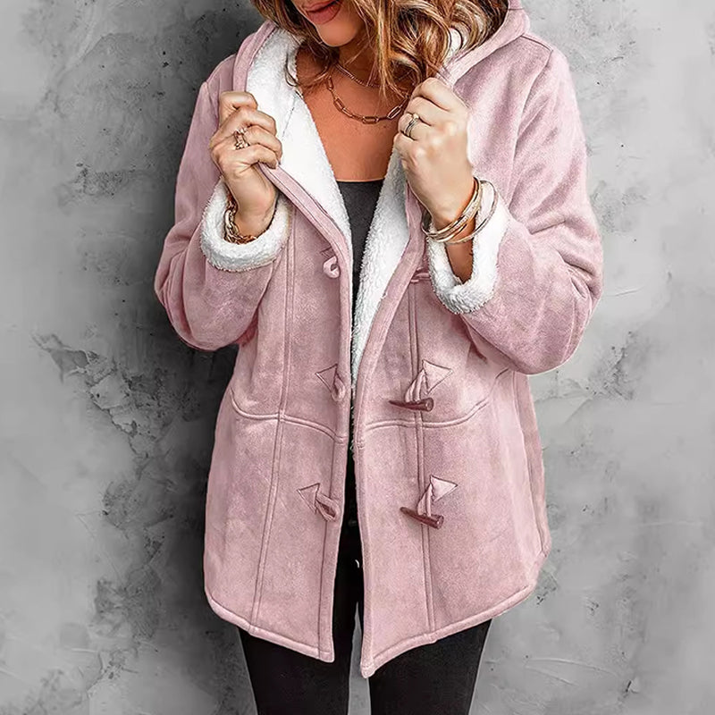 Amelia™ Plush-Lined Hooded Suede Coat