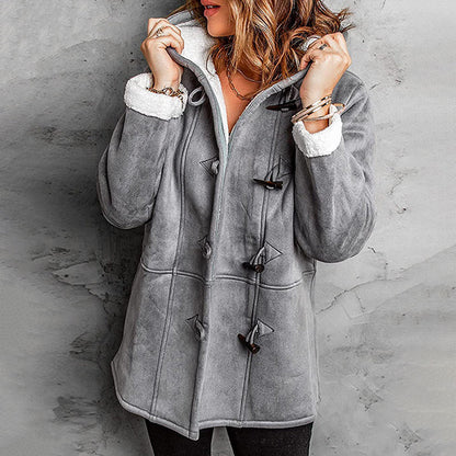 Amelia™ Plush-Lined Hooded Suede Coat