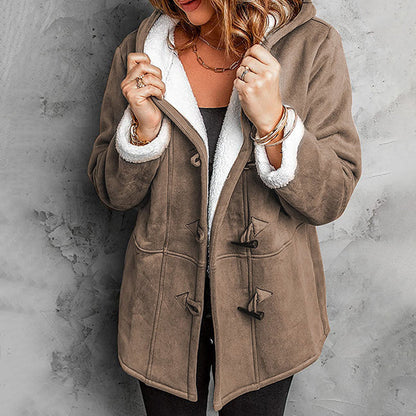Amelia™ Plush-Lined Hooded Suede Coat