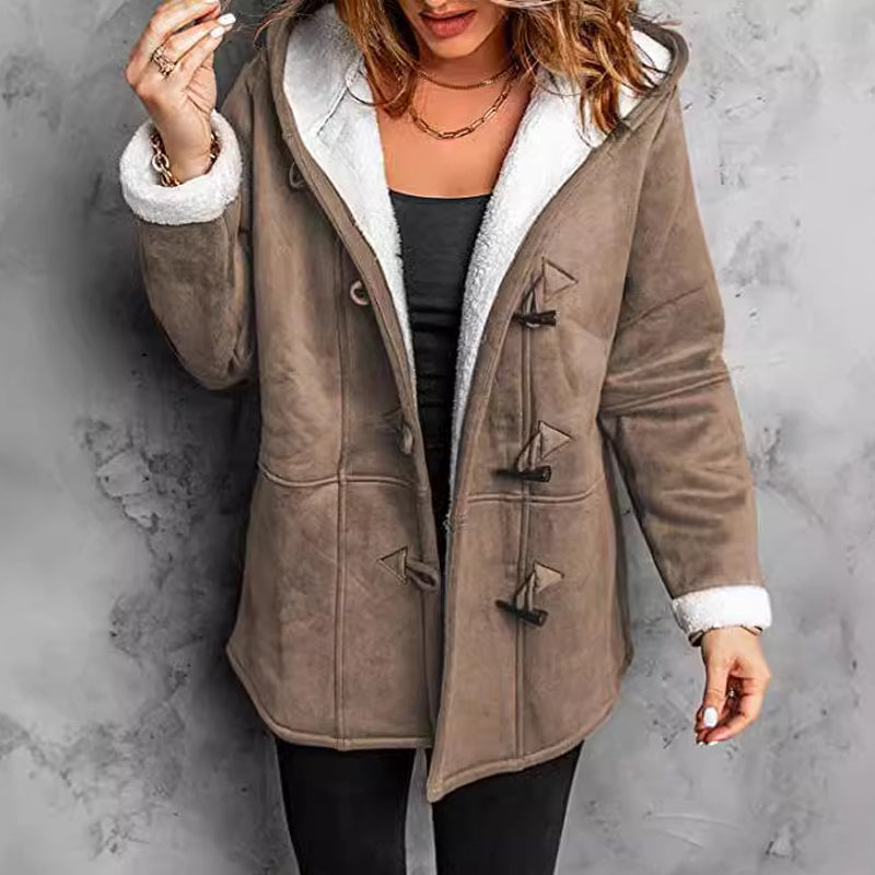 Amelia™ Plush-Lined Hooded Suede Coat