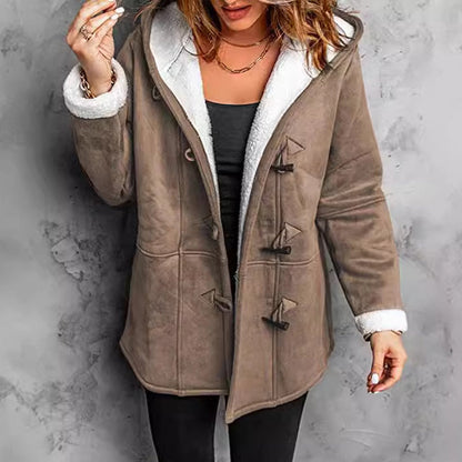 Amelia™ Plush-Lined Hooded Suede Coat