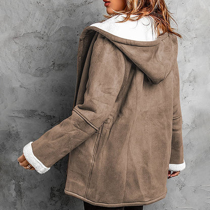 Amelia™ Plush-Lined Hooded Suede Coat