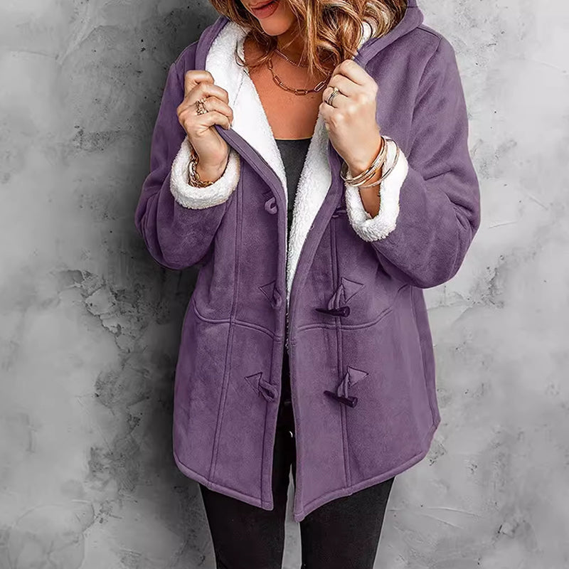 Amelia™ Plush-Lined Hooded Suede Coat