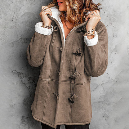 Amelia™ Plush-Lined Hooded Suede Coat