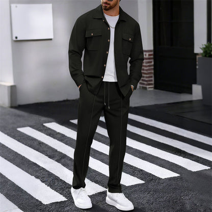 🔥Heren Wafel Doorknoop Jas & Broek Set – Ademende Wafel Brei, Ontspannen Pasvorm & Moeiteloze Casual Stijl 👕👖