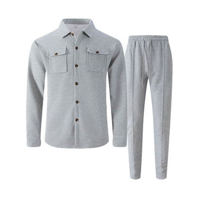 🔥Heren Wafel Doorknoop Jas & Broek Set – Ademende Wafel Brei, Ontspannen Pasvorm & Moeiteloze Casual Stijl 👕👖