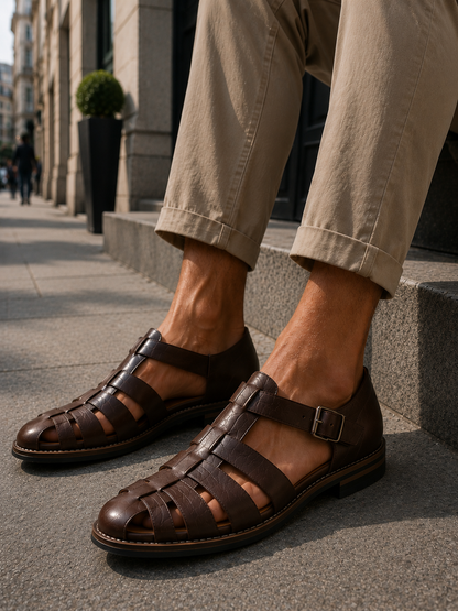 Marvin | Men's Closed-Toe Leather Fisherman Sandals